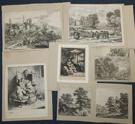 Old Master Portraits and landscape studies, largest 11.25 x 9.25in., unframed